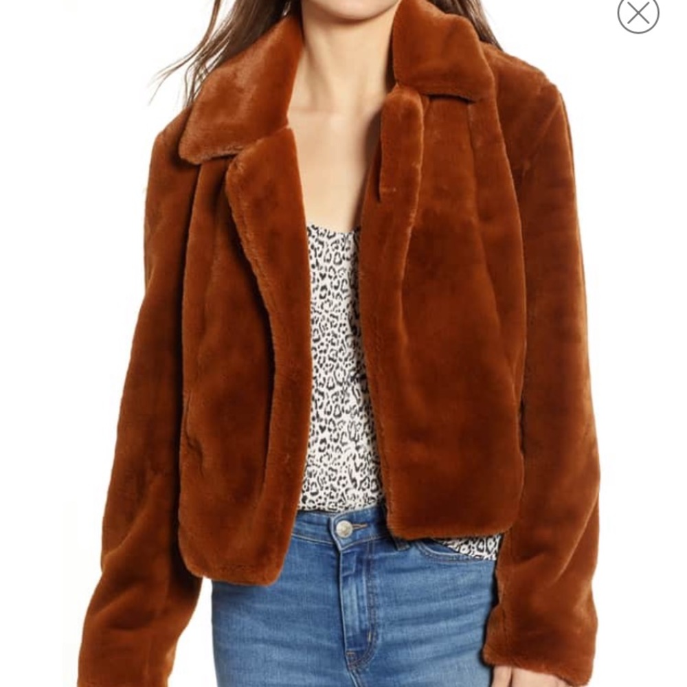 Cropped Faux Fut Jacket